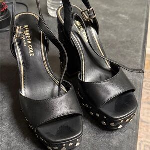 Kenneth Cole Black Studded Platform Heels
